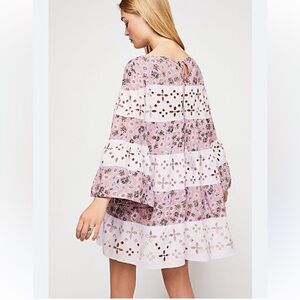 FREE PEOPLE Electric Daisy Mini Boho Patchwork Dress size 0 Oversized